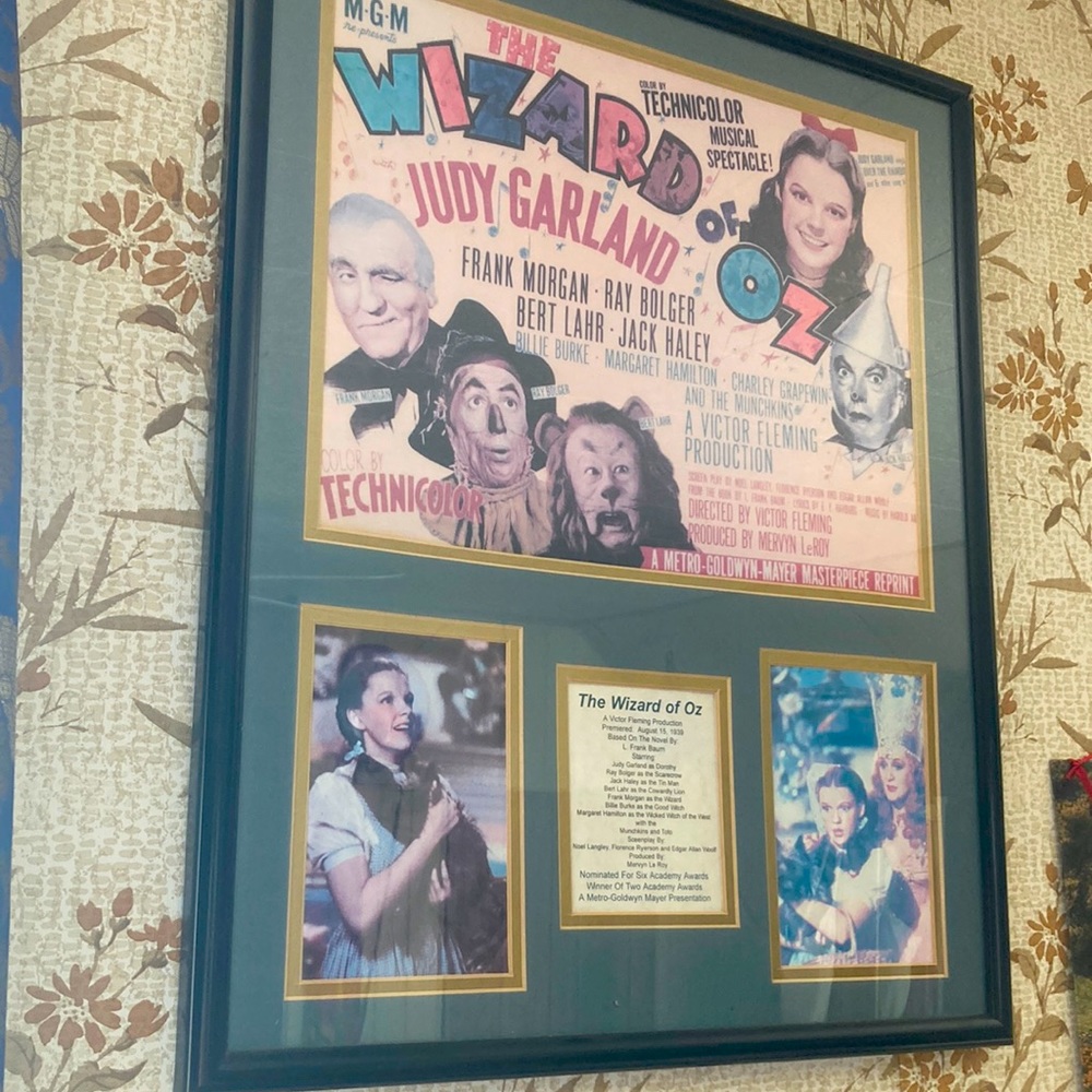 Framed art Wizard of Oz poster and information
